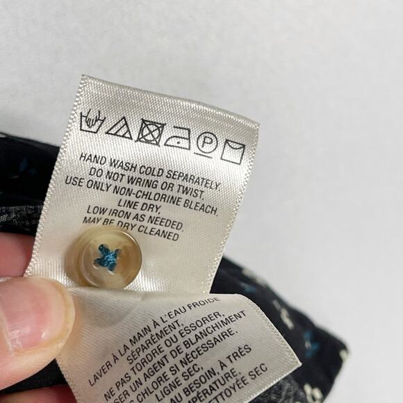 Anthropologie Akemi + Kin XS Ira Tribal Print Sleeveless Button Top Black Blue - Picture 9 of 10